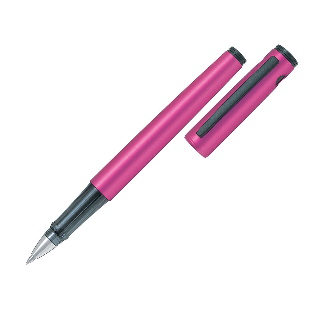 Pilot Explorer Gel Rollerball in metallic pink with 0.7mm tip, archival-safe blue ink, and a comfortable grip, perfect for EDC.