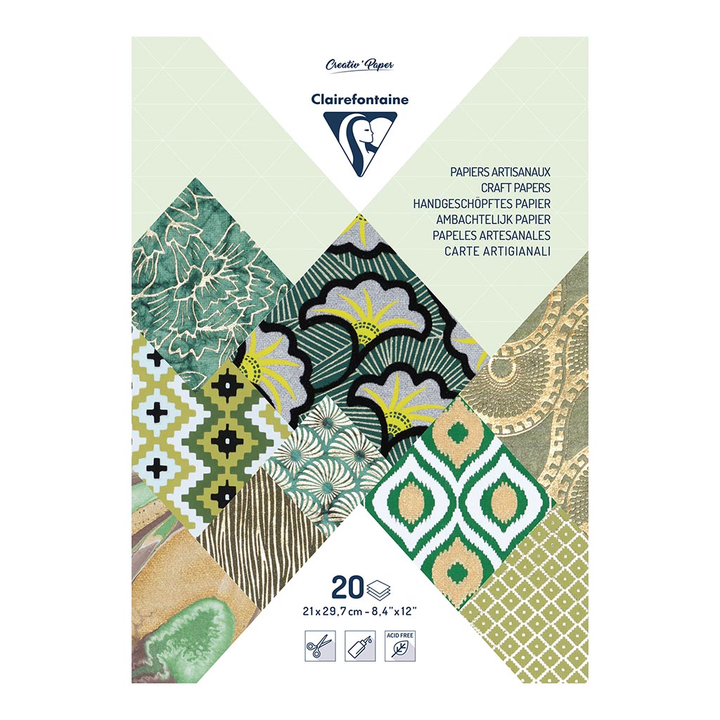 Clairefontaine Artisan Paper Pad Greens A4 20sh