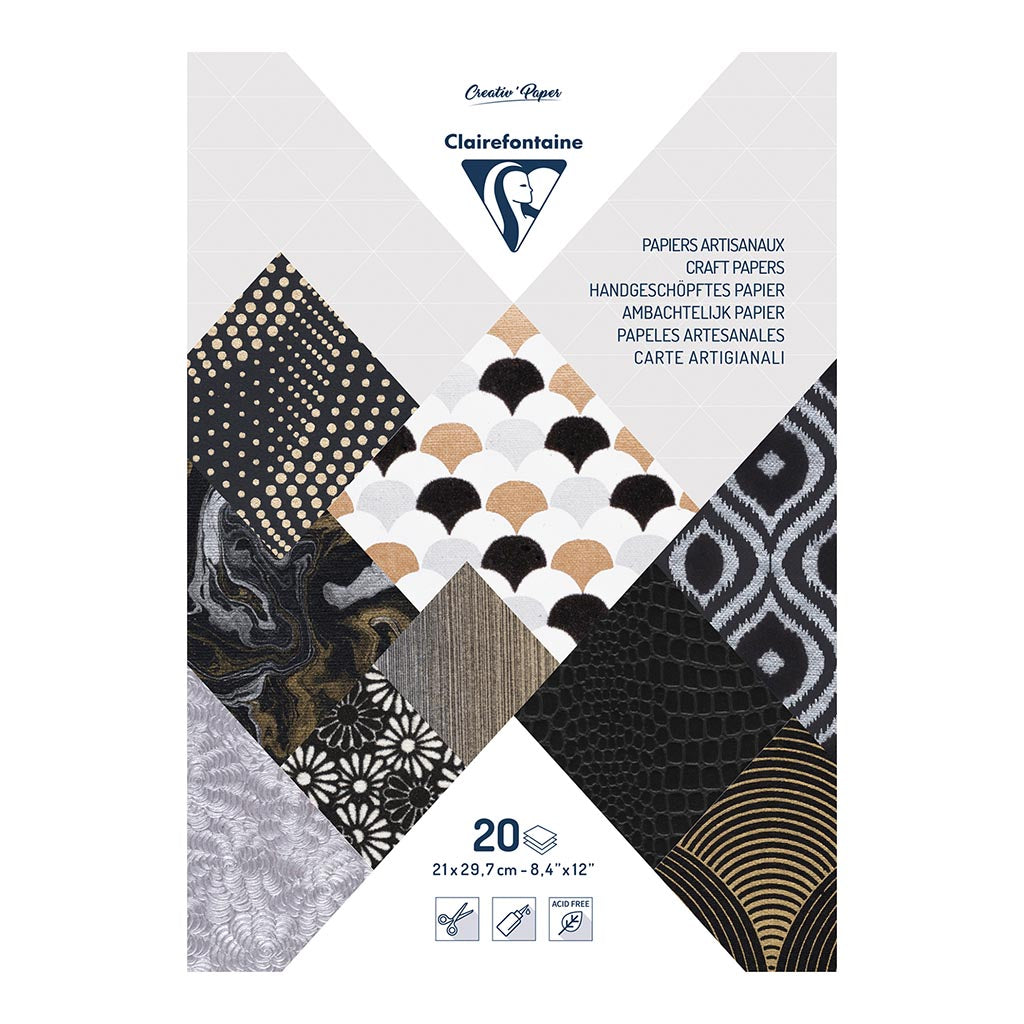 Clairefontaine Artisan Paper Pad Metallic Blacks A4 20sh
