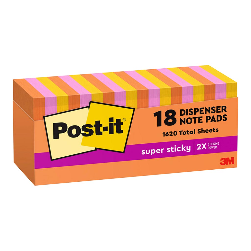 Post-it Super Sticky Pop Up Notes 76x76mm Energy (Rio), Pack of 18
