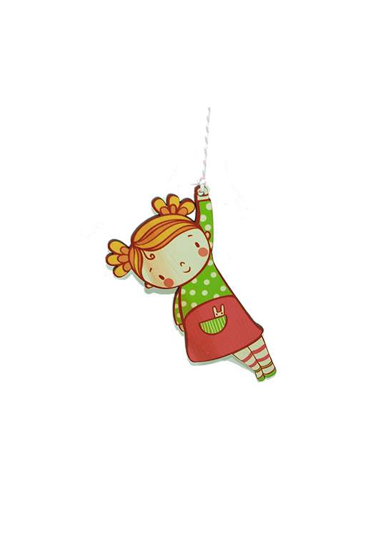 Pine Wall Art Girl holding onto star - Pine - 120mm