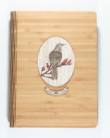 Stunning bamboo notebook with tribal husky pattern, perfect for gifting or personal use, FSC certified, A5 size replacement.