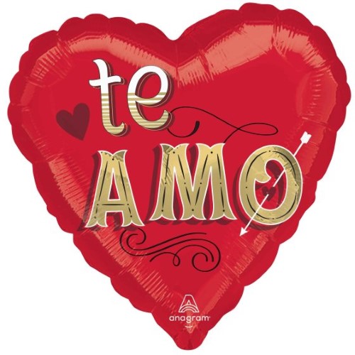 45cm 'Te Amo' foil balloon, self-sealing, perfect for romantic celebrations, birthdays, and anniversaries.