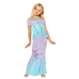 Vibrant mermaid costume for girls 3-4, featuring a shimmering sequin tail for imaginative underwater play.