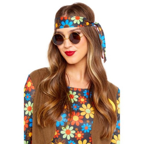 Trendy brown hippie glasses with oversized frames, perfect for expressing unique style and protecting against UV rays.