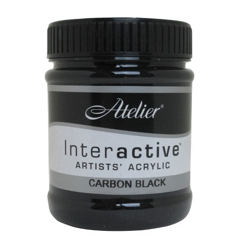 Atelier 250ml Carbon Black Acrylic Paint for rich, versatile color and smooth blending in various art projects.