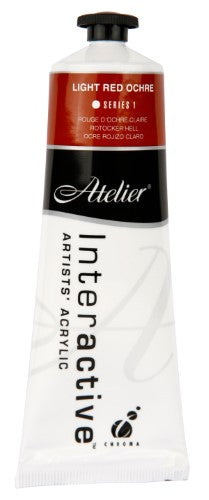 Atelier 80ml Light Red Ochre Acrylic Paint tube showcasing a vibrant, warm hue perfect for artists and hobbyists.