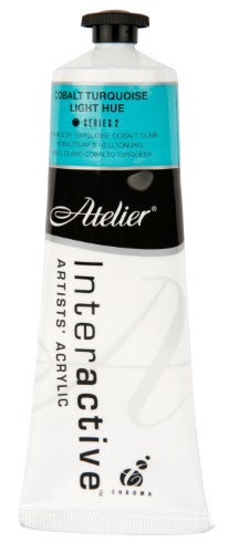 Atelier 80ml acrylic paint in Cobalt Turquoise Light, perfect for blending and vibrant artistic expression.