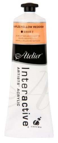 Atelier 80ml Naples Yellow Reddish acrylic paint, perfect for versatile artistic creations with smooth layering and blending.