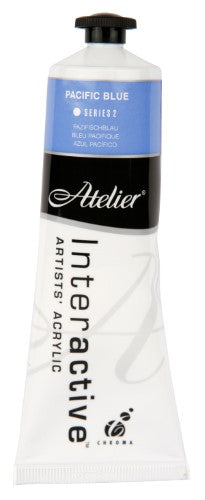 Atelier 80ml Pacific Blue Acrylic Paint, vibrant and versatile for artists, ideal for blending and layering techniques.