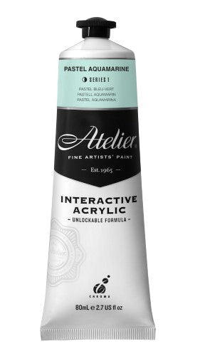 ATELIER 80ml Pastel Aquamarine acrylic paint, perfect for detailed work and blending for vibrant artistic expression.