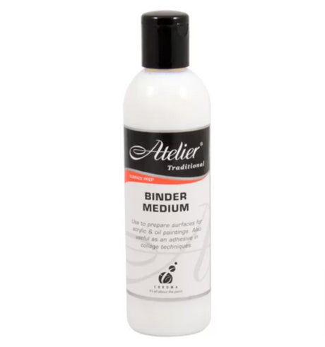 Atelier Binder Medium 250ml enhances acrylic painting, offering control, extended drying time, and versatile blending for artists.