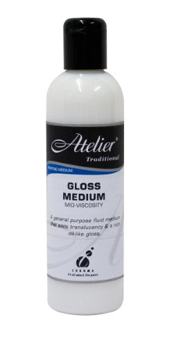 Atelier Glazing Liquid (Gloss) 250ml enhances acrylic art with stunning gloss and vibrant color depth.