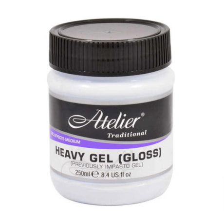 Atelier Heavy Gel (Gloss) 250ml: Premium acrylic paint for depth and gloss in artwork, perfect for layering and glazing effects.