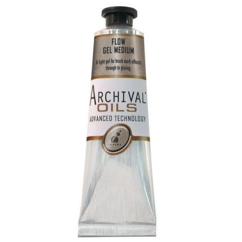 Archival Oil Flow Gel Medium 40ml enhances oil paints with flexibility, fast-drying properties, and vibrant color retention.