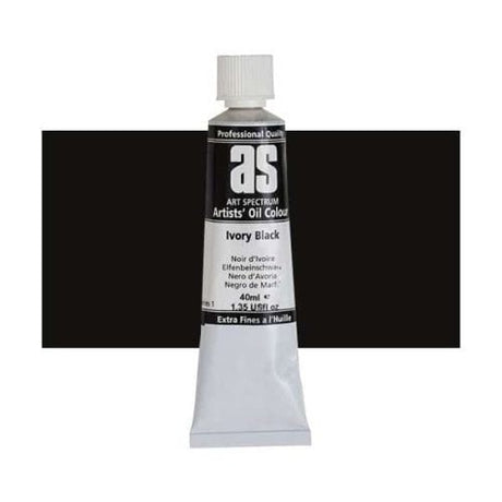 40ml tube of Artist Oil Paint in S1 Ivory Black, ideal for vibrant artwork and various painting techniques.