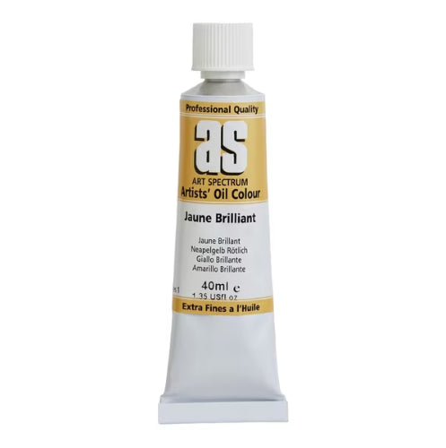 Vibrant 40ml tube of Artist Oil Paint in Jaune Brilliant, ideal for rich color application and creative artistic expression.