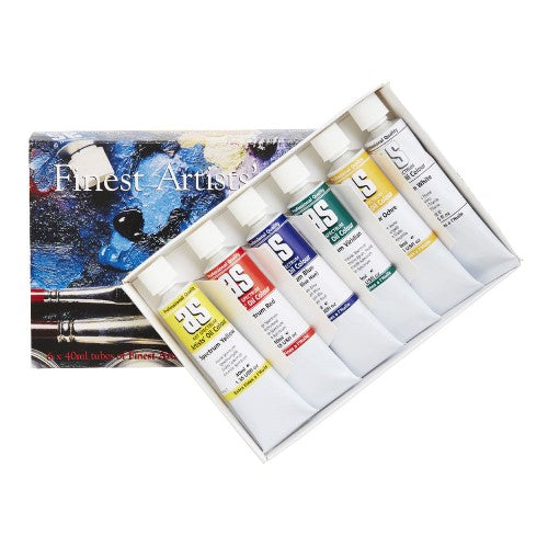 Artist Oil Paint Set of 6 x 40ml tubes in vibrant colors, ideal for all artists to create rich, textured artworks.