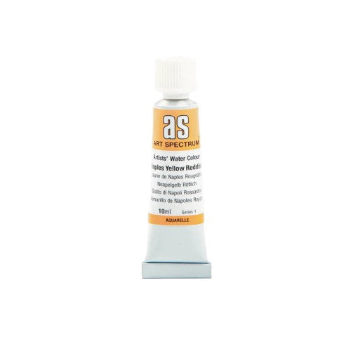 10ml tube of Art Spectrum Naples Yellow Reddish watercolour paint, featuring lightfast pigments for vibrant, long-lasting colours.