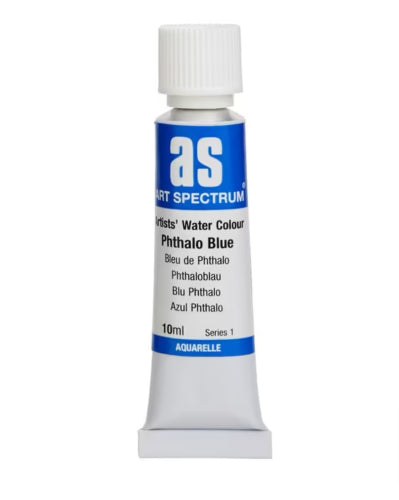 Vibrant 10ml tube of Phthalo Blue watercolour paint from Art Spectrum, perfect for creating stunning artistic hues.