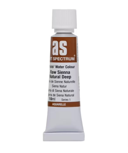 10ml tube of Raw Sienna watercolour paint, featuring lightfast pigments for vibrant, lasting artwork and versatile mixing options.