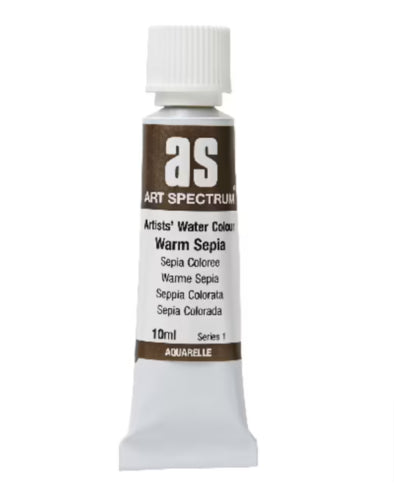 10ml tube of warm sepia watercolour paint, ideal for landscapes and portraits, featuring lightfast pigments for vibrant, lasting color.