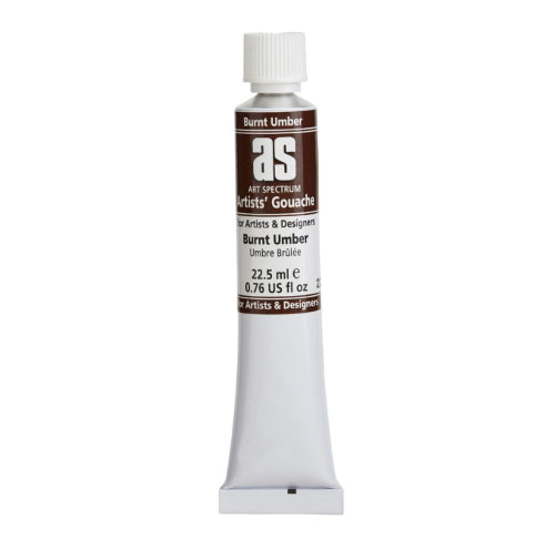 Art Spectrum As Gouache 22.5mL in Burnt Umber, offering vibrant color and quick-drying, matte finish for versatile painting techniques.