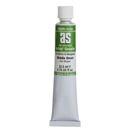 Vibrant Mid Green gouache in a 22.5 mL tube, perfect for detailed and expressive painting with great coverage.