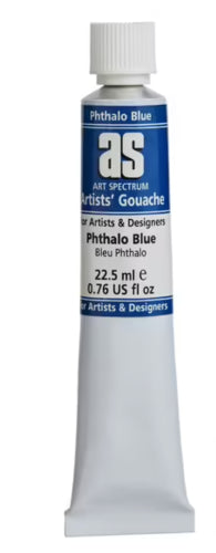 Art Spectrum As Gouache 22.5ml in Phthalo Blue, vibrant water-based paint for professional, bold artworks with exceptional coverage.