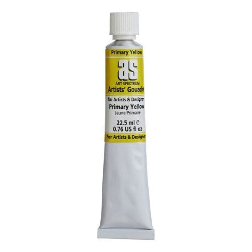 Art Spectrum As Gouache in Primary Yellow, 22.5ml tube of vibrant, highly pigmented water-based paint for artists.