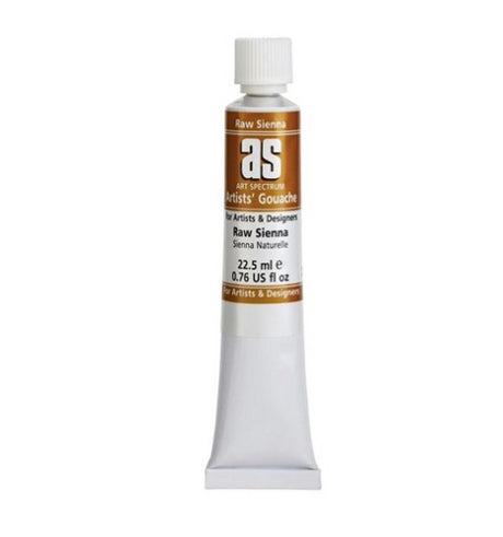 Art Spectrum As Gouache in Raw Sienna, 22.5mL, high pigmentation, velvety finish, ideal for detailed and expressive painting.