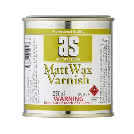 Artist Medium Matt Wax Varnish 250ml, providing a satin-matt finish, UV protection, and color enhancement for artwork.