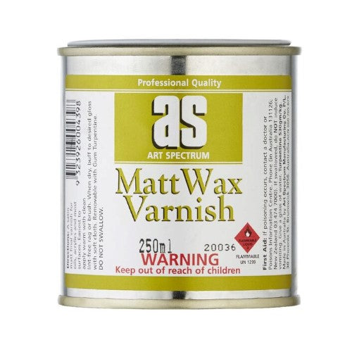 Artist Medium Matt Wax Varnish 250ml, providing a satin-matt finish, UV protection, and color enhancement for artwork.