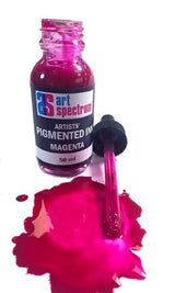 50ml bottle of magenta pigmented ink designed for artists, offering vibrant color and versatile applications.