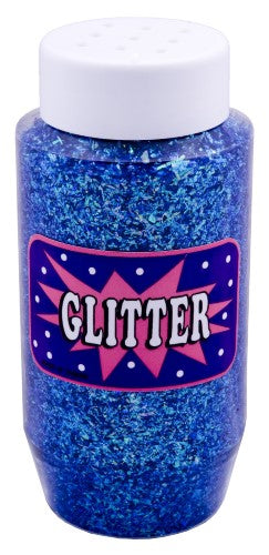 Vibrant blue confetti glitter in a 250ml jar, perfect for arts, crafts, and festive decorations.