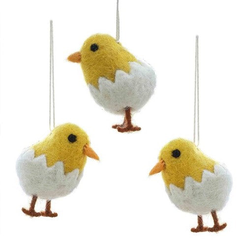 Hop Hop Hooray Felt Chick Tree Decorations - Pack of 3