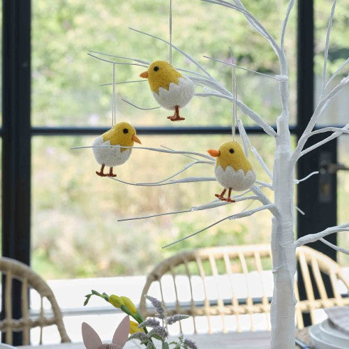 Hop Hop Hooray Felt Chick Tree Decorations - Pack of 3