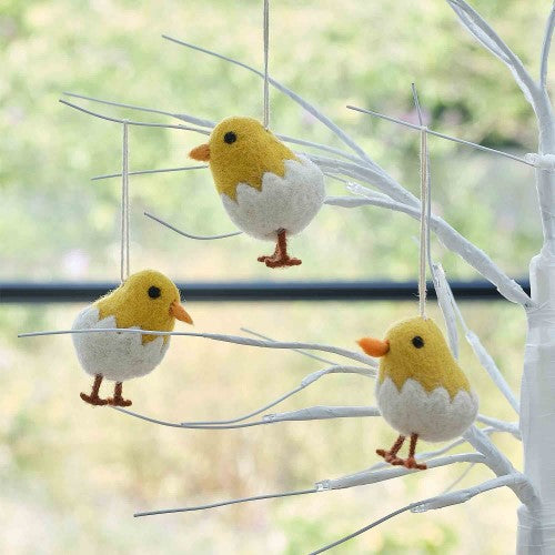Hop Hop Hooray Felt Chick Tree Decorations - Pack of 3