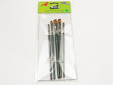 Set of 5 angular synthetic artist brushes for precision and comfort in various painting mediums.