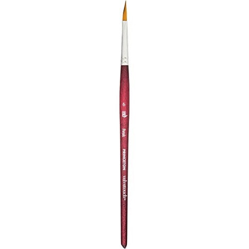 Princeton Velvetouch Synthetic Petals Brush 6 offers versatile precision for watercolors, acrylics, and oils with its innovative synthetic filaments.