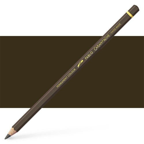 Caran d'Ache Pablo Raw Umber (3) artist pencil, featuring 3.8 mm dry lead for vibrant, long-lasting color and smooth blending.