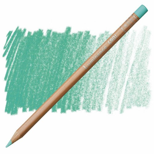 Pack of 3 Caran D’ache Luminance Pencils in Light Malachite Green; artist-grade, vibrant, and lightfast for professional use.