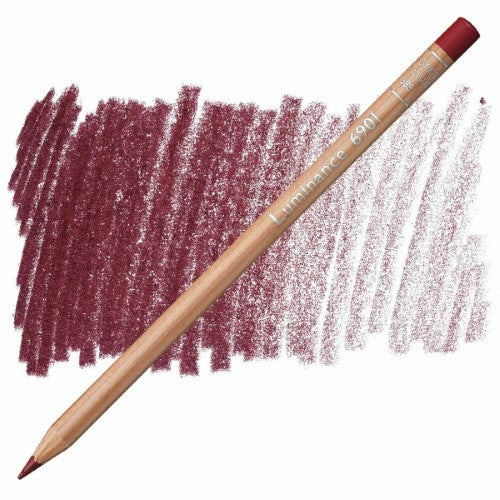 Pack of 3 Caran D’ache Luminance colored pencils in Crim Aliz (Hue) with creamy leads for vibrant, lightfast artwork.