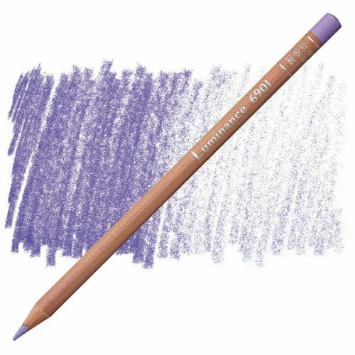 Pack of 3 Caran D’ache Luminance Ultra Violet pencils with creamy leads, high light resistance, and California cedar wood casings.