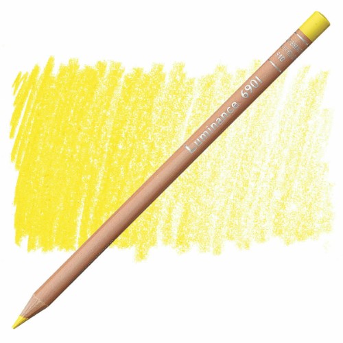 Pack of 3 Caran D'ache Luminance Pencils in Bismuth Yellow, eco-friendly, creamy lead for vibrant, lasting artwork.