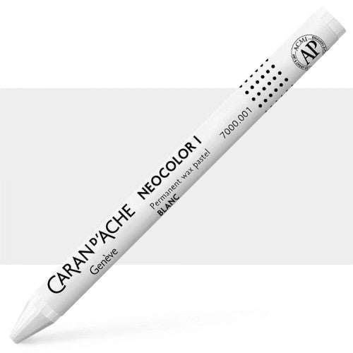 Caran D’Ache Neocolor 1 Wax Oil White crayon for versatile artistic applications and smooth, vibrant color coverage.