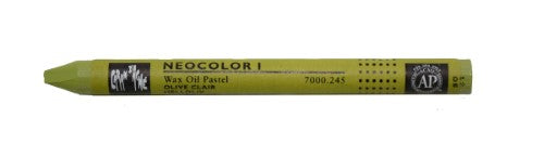 Caran D'Ache Neocolor 1 Wax Oil Pastels in Lt Olive, pack of 10, ideal for vibrant, water-resistant artwork and blending.