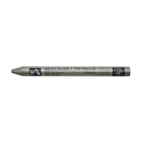 Pack of 10 Caran D’Ache Neocolor I Metallic Ash Grey pastels, offering smooth application and a luxurious metallic sheen.