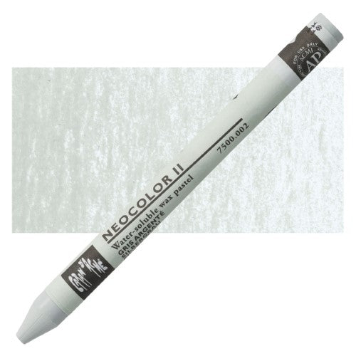 Pack of 10 Caran D’Ache Neocolor II Silver Grey crayons for artists, featuring high pigment and soft blending texture.