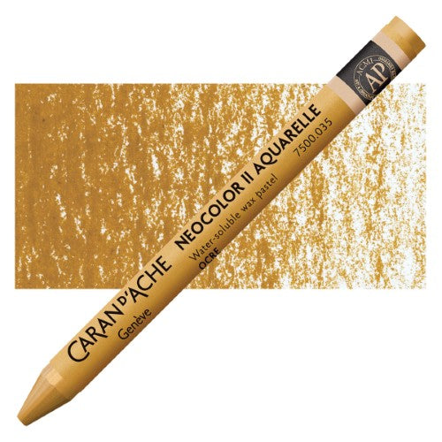 Caran D’ache Neocolor II Ochre Crayon Pack of 10, featuring rich pigments and creamy texture for versatile art techniques.